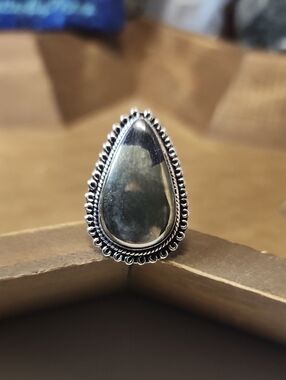 Teardrop Pyrite Statement Ring